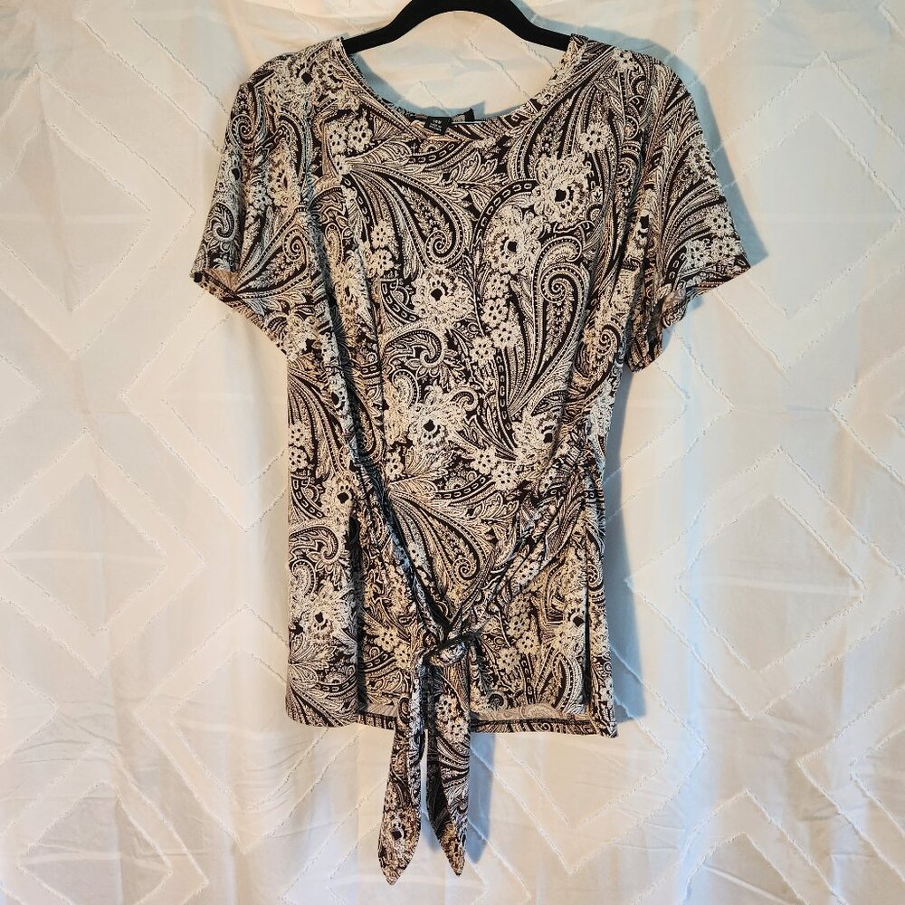 Perceptions Women 14W Brown Paisley	top 95% polyester/5%spandex